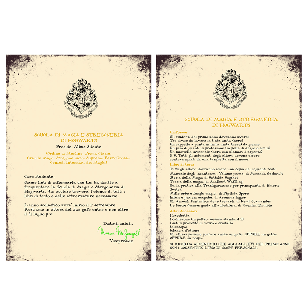 LETTERA ACCETTAZIONE HOGWARTS